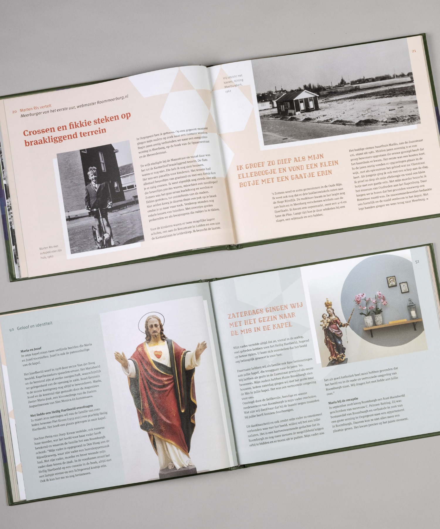 Jubileumboek Roomburgh 55 jaar. Het rooms-katholieke zorgcentrum Roomburgh in Leiden bestaat 55 jaar. Ter ere van dit jubileum is een boek uitgebracht. Het ontwerp is van M-space grafisch ontwerpers uit Den Haag.