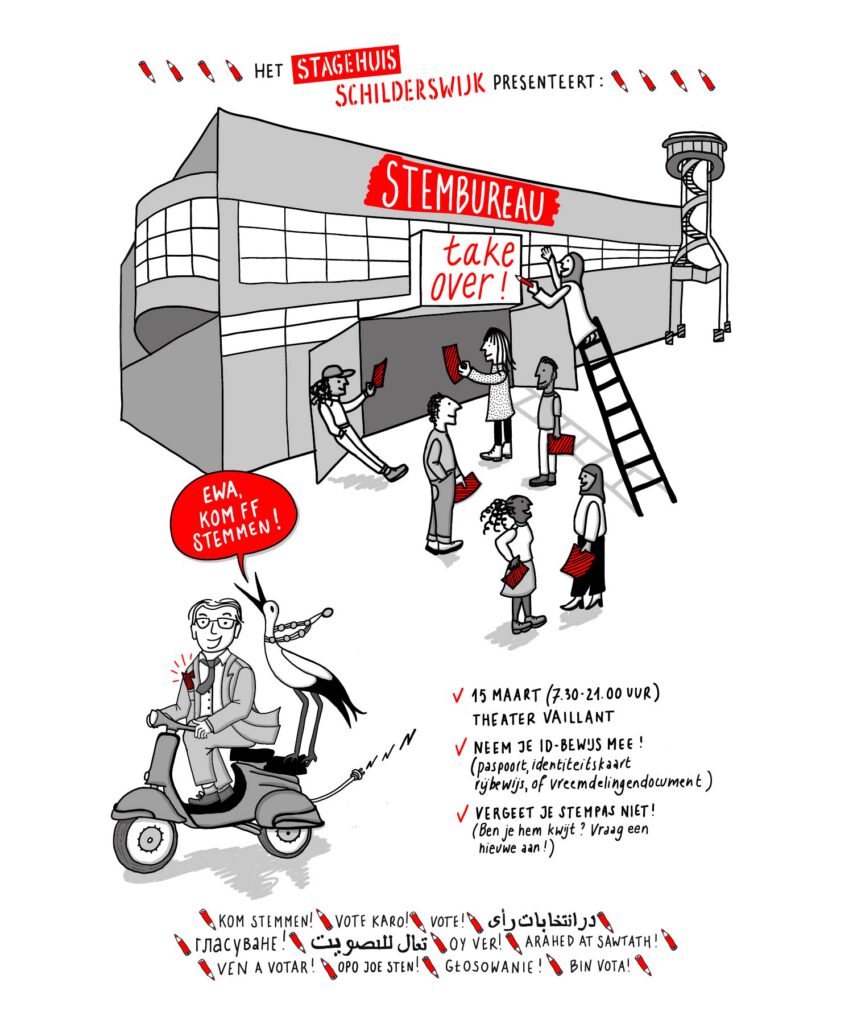 Stagehuis Schilderswijk, Stembureau take-over, Praatplaat