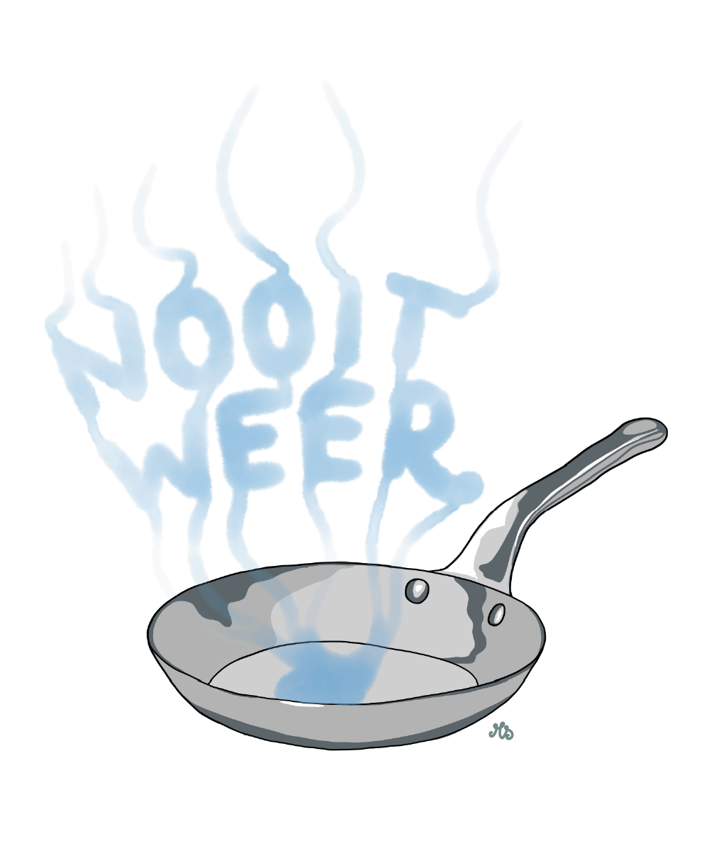 'Nooit weer' is een illustratie bij een column van schrijver Jos de Keijzer. Deze column gaat over de belofte die Europese landen elkaar deden na de tweede wereldoorlog, om nooit meer een volkerenmoord toe te staan. En het feit dat dat nu wel gebeurt in Gaza. We vonden de uitdrukking 'gebakken lucht' de juiste samenvatting en hebben dit gevisualiseerd.