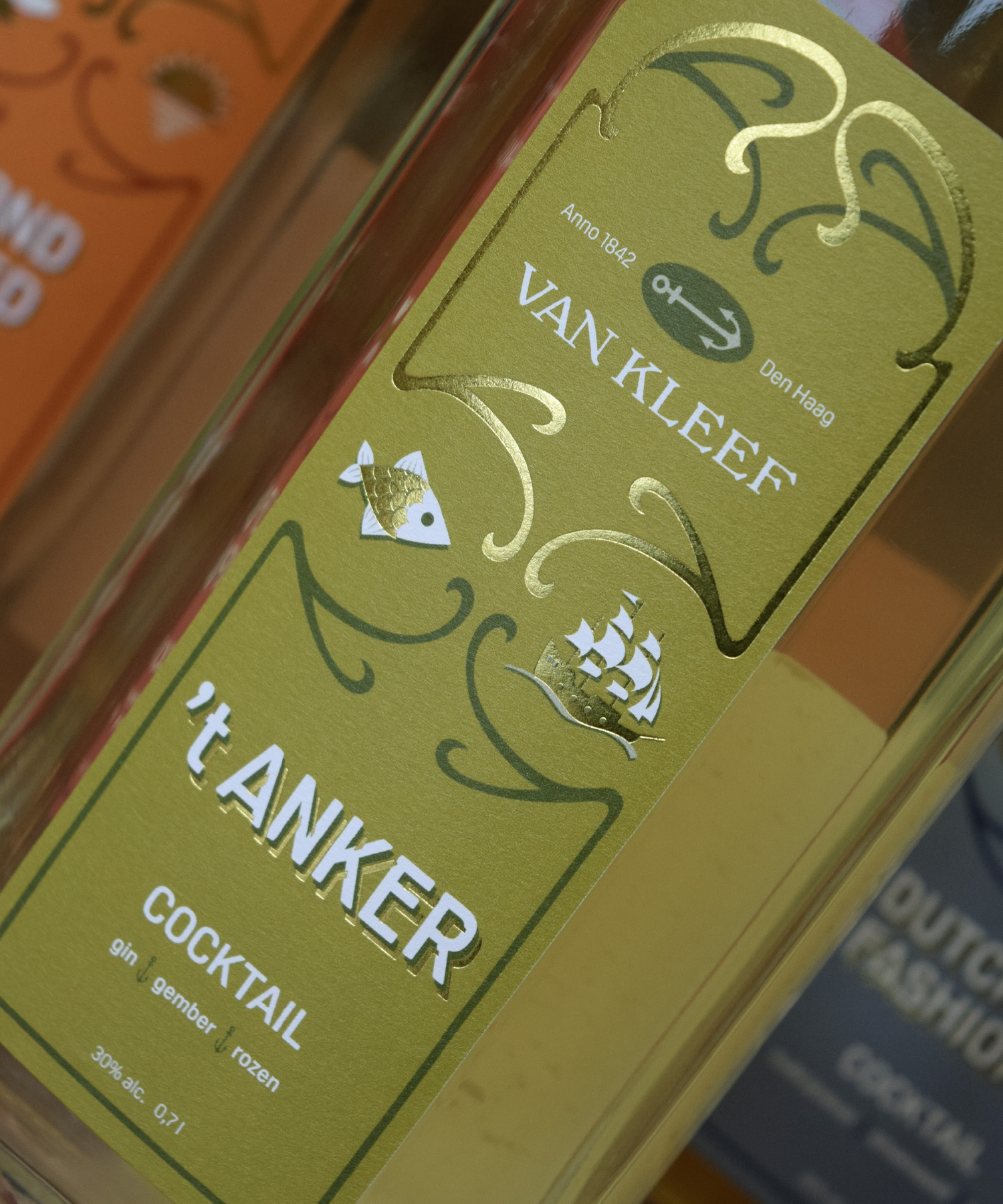 Van Kleef cocktail op fles label t Anker detail M-space
